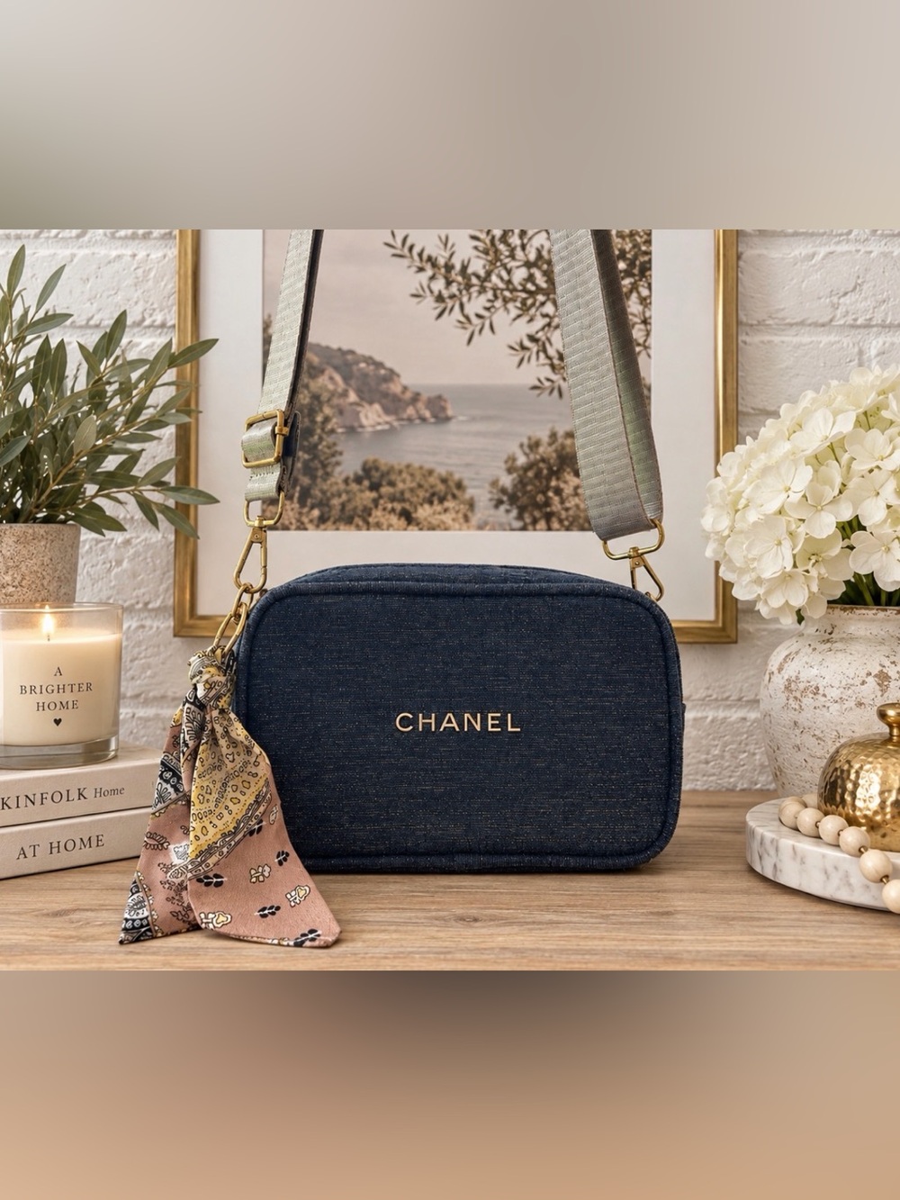 Chanel Navy & Gold Cosmetic Beauty Bag GWP VIP item NWOT